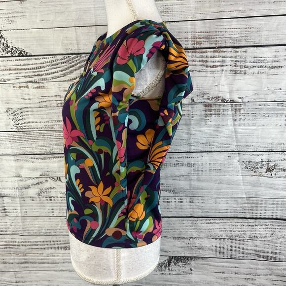 INC International Concepts Blouse Top size Small Pink Purple Floral Retro Hippie - Picture 7 of 9